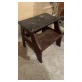Antique wood step stool,  nice wide steps, with