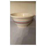 Large antique 12 inch mixing bowl, with a pink
