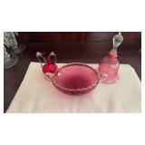 Purple and gold, Italian glass bowl, handblown,