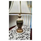 Antique brass cloisonnï¿½ vase table lamp, with a