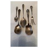 5 sterling silver 925 serving pieces, Sugar spoons