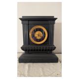 Antique 1870s black marble mantle clock