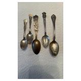 5 sterling silver 925 souvenir spoons, three