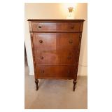 Antique 1940s four drawer, tall dresser, with