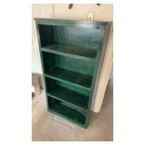 Heavy duty green, painted solid wood bookcase