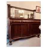 Antique Empire dining buffet side cabinet, three