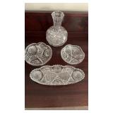 4 pieces of antique fancy cut, crystal glass,