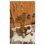 Brass lot, includes a five light brass