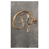 Italian 14 K gold box chain necklace , oval loop