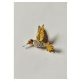 18 K Gold Hummingbird brooch pin , hallmarked 18