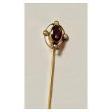 Antique gold amethyst stick pin, large oval