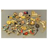 Vintage costume brooches, animals, floral