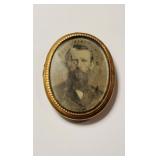 Antique 1870 gold brooch, tin type photo