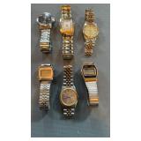 6 menï¿½s wrist watches, vintage Seiko, alarm