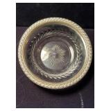 Antique sterling silver 925 cut glass bowl, heavy