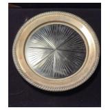 Antique Sterling Silver 925 rimmed cut glass