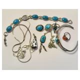 Collection Sterling and turquoise jewelry, pair