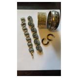 Vintage costume jewelry, 2 link bracelets, one