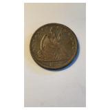 1877 seated liberty half dollar US silver coin ,