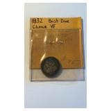 1832 US bust dime US $.10 coin, marked choice VF,