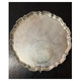 Large sterling silver English salver tray ,