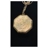 Antique 1920s solid 14 K gold compact with chain