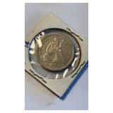 1853 US Silver quarter dollar, seated liberty