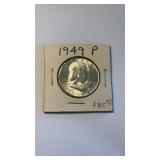 1949 US silver half dollar Ben Franklin, VF fine