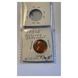 1961 D US Penny, error missing fragment fragment