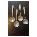 Set 4 sterling silver 925 soup spoons, in the