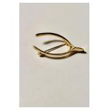 Antique 14 K gold, wishbone brooch, pen, solid 14