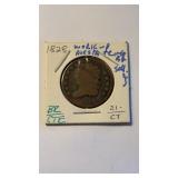 1828 US half cent copper coin,