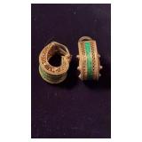 Antique Persian enamel, silver earrings,