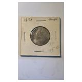 1876 seated liberty quarter dollar, US silver