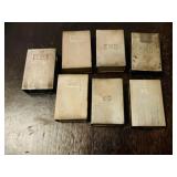 7 sterling silver match box holders , antique set
