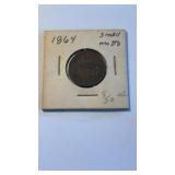 1864 US two cent coin, with Small motto , 2 cent