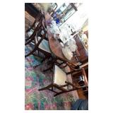 Double pedestal dining room table, with six