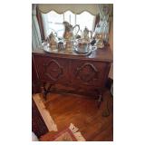 Antique, small server, buffet table, liquor
