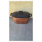 Antique copper water, kettle storage bin, with