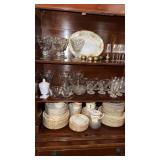 Contents in the top of the China cabinet, that