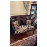 Antique, settee bench, with claw feet,