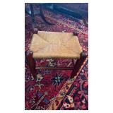 Small Clore foot stool , good rush seat ,