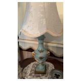 Antique French porcelain face, table, lamp,