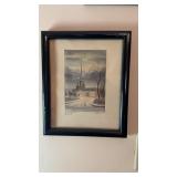 Vintage Russian original watercolor, signed,