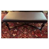 Extra large bench with brown leather top with