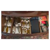 Set of silver plate, flatware, and the