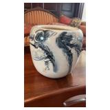 Oriental design pottery pot, Mark on the side,