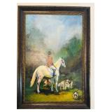 Large original Oil Painting on canvas, hunt scene