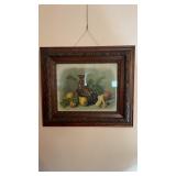 Antique framed print was still life scene of