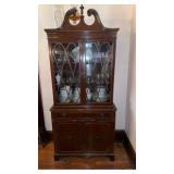 Small China cabinet, appears to be two pieces,